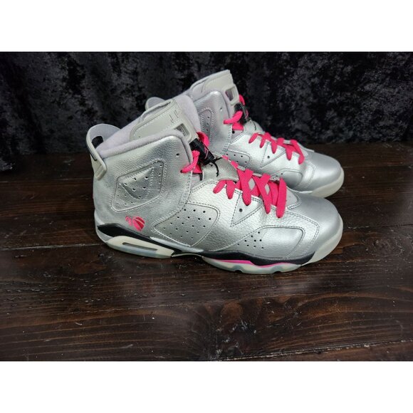 Nike Air Jordan 6 Retro GG Valentine’s Day Silver Pink/Sz. 7Y (8.5 Womens) - Picture 3 of 9
